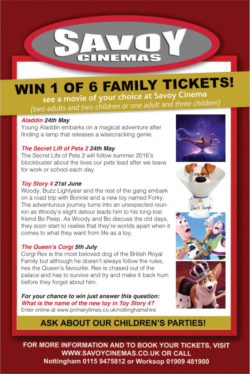 Win 1 of 6 family tickets to see the movie of your choice with Savoy
